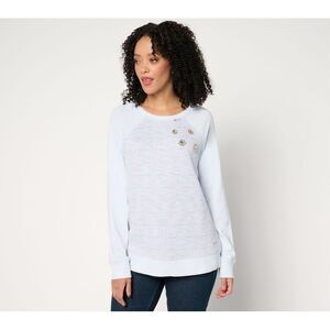 Peace Love World Women's Top Plus Sz 2X Ali + Mally x Embellished White A674308